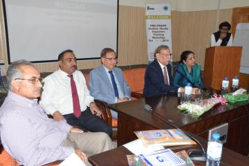 01.President PMDC Justice Rtd Miaan Shakir ullah Jan along with VC KMU Prof Dr Arshad Javaid talking to the 2 days PMDC Inspectors Training Workshop (Custom)1540879237.JPG