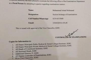 Exam Notification - Focal Person